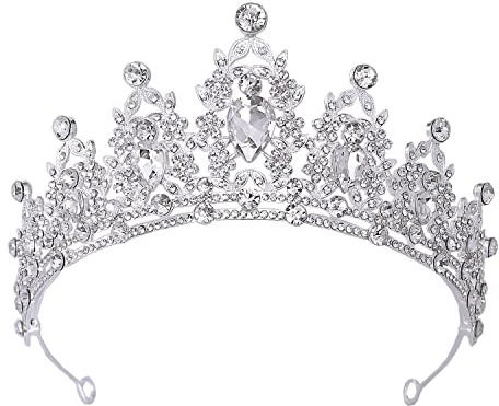 Diadème Femme Tiara Cristal Couronne Strass Couronne Princesse Fille Bandeau Adult Cheveux Accessoires Vintage Cadeau pour Concours Parties Festival fête Cosplay Halloween Noel