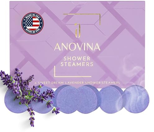 Anovina Lavender Shower Steamers USA Made – Calming Aromatherapy Shower Bombs – Relaxation & Self-Care – Lavender Gifts for Women and Calming Gifts for Women, Perfect for Home & Holiday Wellness