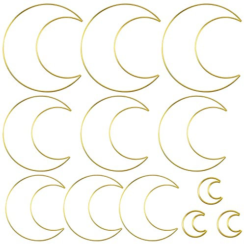 WakiHong 12 Stück Metall Mond Hoops Traumfänger Ringe Gold für Makramee, Wanddeko und DIY Handwerk Basteln