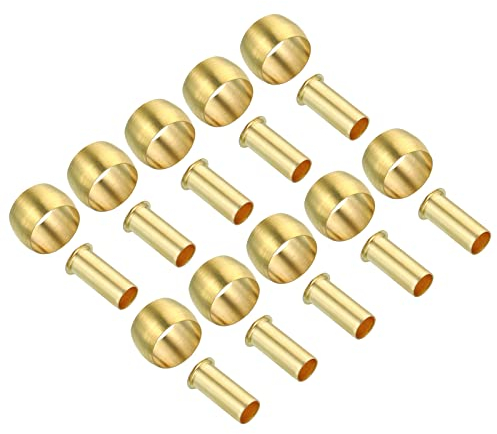 PATIKIL 8,00/5,2mm Tubo OD Latón Compresión Manguitos Férulas, 20 Paquete Latón Férula Montaje Latón Compresión Accesorios Surtido Kit para Aire Agua Gas Tubería