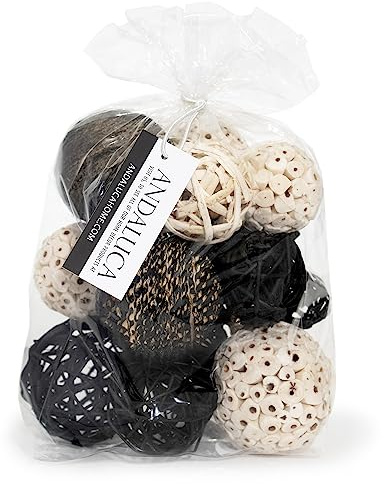 ANDALUCA Decorative Balls Bag Bowl Filler Home Decor (Black & White)