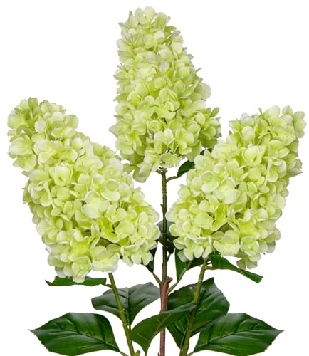 Arborus 3PCS Fake Flowers Hydrangea Artificial Flowers 28 Long Stem Green Faux Flowers for Vase, Real Touch Silk Flowers Décor for Floral Arrangement Home Farmhouse Office Hotel Decoration
