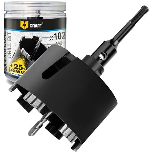 GRAFF Corona de perforación de diamante de 102 mm para hormigón, avellanador de latas, juego de brocas de diamante para mampostería, ladrillo, yeso, roca, broca de enchufe de diamante y sierra