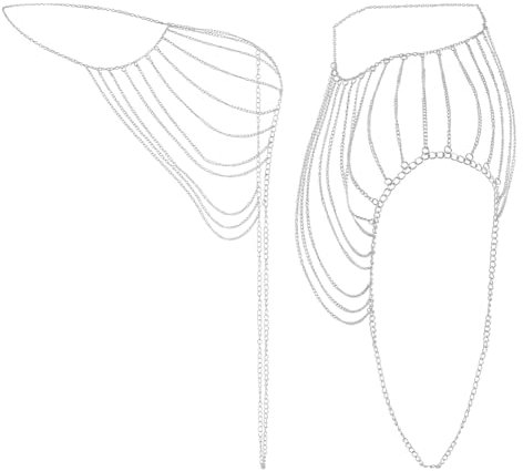 GORGECRAFT 2pz Catena A Spalla in Argento con Nappe A Strati Imbracatura A Maglie Gioielli per Il Corpo da Sposa Catene da Braccio con Nappe Collana da Sposa Lingerie per Ballo di Fine Anno Estate