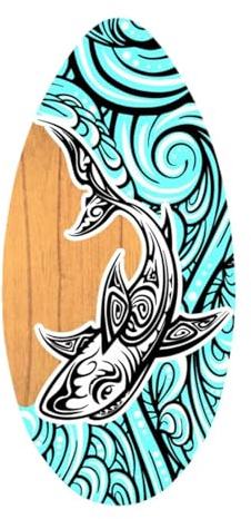 rockible Planche de Skimboard de Plage Planche de Surf en Bois pour Enfants Débutants Universel, Requin Vaporisateur