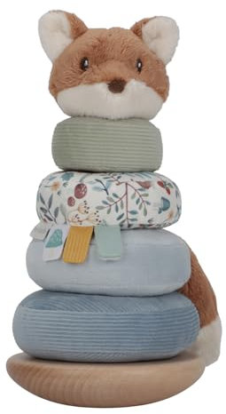 Little Dutch Stapelturm Stapelringe Steckspiel aus Holz und Stoff Baby Kleinkind Fuchs blau - Forest Friends