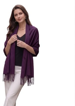 LA FERANI Écharpe en cachemire pour femme - Fine et légère - Automne et hiver - 200 x 70 cm - Beige - Extra souple - Occasions formelles - Décontractée - Élégante - Couleur unie (Lilas)