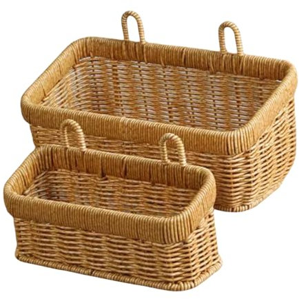 2 cestos de almacenamiento para colgar en la pared, cesta decorativa para flores, tejida a mano