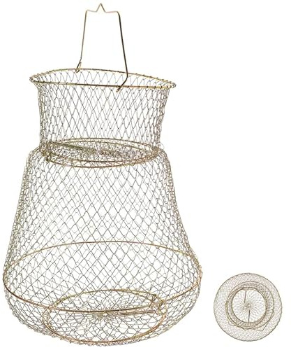 Yardwe Filet De Pêche Métallique Pliable Panier À Poisson 40X25X14 Cm Maille Robuste Compact pour Pêche en Plein Air Et Loisirs Résistant Aux Intempéries