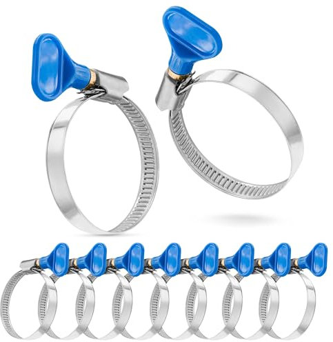Poppstar 10x Fascette stringitubo con dado a farfalla in acciaio inox, campo di serraggio 32-50 mm, qualità W2, blu