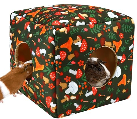 Guinea Pig Hideout, 30cm Large Small Animal Bed House with 2 Entrances, Machine Washable Soft Plush Pet Hideaway for Bunny Ferret Chinchilla Hamster Rats, Colorful