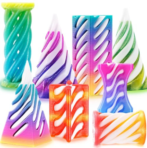 Chennyfun 8 Piece Spiral Cone Fidget Toys, Impossible Cone, Pyramid Fidget Toy, 3D Printed Decompression Mini Spiral Cone Toys, Desk Toys for Stress for Home Office Desk Decor Souvenir Gift