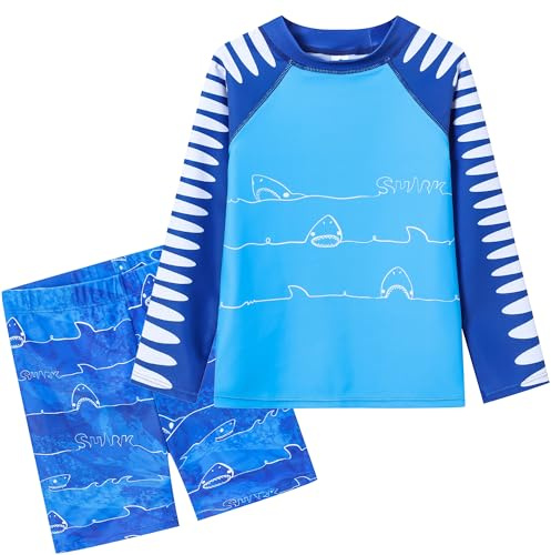 Ewbob Boy 2 Pieces Rash Guard Sun Protection Kids Swimsuit,C10-002,5-6Y