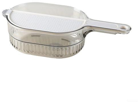 Colador, 33 x 14,5 x 9 cm Multifuncional Cuencos Colador de Cocina para Lavar Arroz y Escurrir Frutas Reutilizable con Base Antideslizante y Mango de Fácil Agarre Cocina Casa