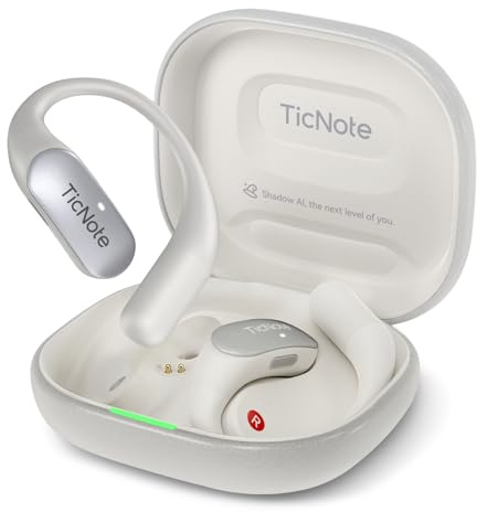 TicNote Pods Bärbar AI Röstinspelare, Inbyggd 4G Ingen Telefon Krävs – Röstaktiverad Inspelningsenhet med Automatisk Transkription & Mötesanteckningar (4G-Pearl White)