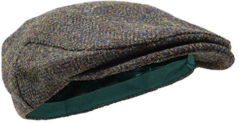 Borges & Scott Nevis Schirmmütze – Schiebermütze aus 100% handgewebter Wolle - Harris Tweed - wasserabweisend - Waldfarbe 60cm