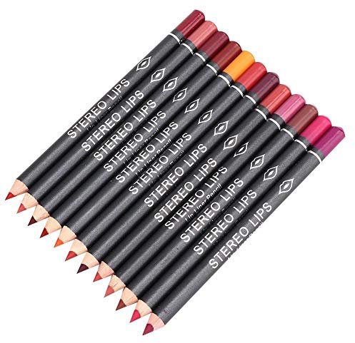Delineador de labios,12pcs Lipliner Deluxe Ultra Fine Lip Liner set de 12 colores Impermeable Matte Lip Liner Lápiz Labial Cremoso y suave Lip Liner Pencil Makeup Cosmetic Pen Set