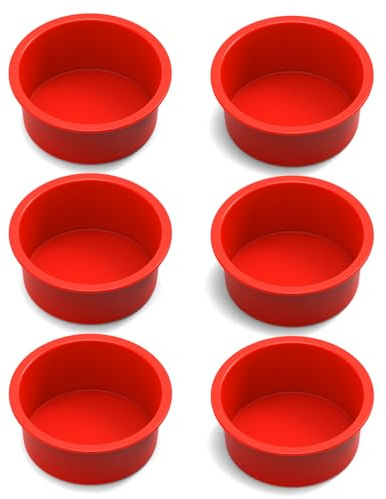 4 inch Mini Cake Pans, 6 Pack Nonstick Silicone Small Cake Pans