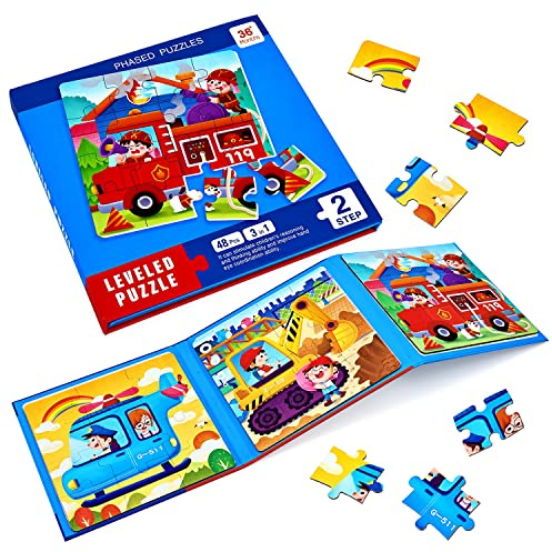 BBLIKE Jouet Puzzle en magnétique pour Enfants, Montessori Puzzle Enfant Quiet Book,Jouet éducatif précoce,Livre de Puzzle Assorti, Jeu de Puzzle Interactif,Puzzle Enfant 2 3 4 Ans（Transport）