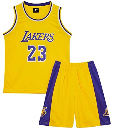Huniam Camiseta de Baloncesto Niños Traje de Ropa Deportiva, Juego de Camiseta sin Mangas y Pantalones para Pequeños, 1 Top + 1 Pantalón (Amarillo, 3-4 años)
