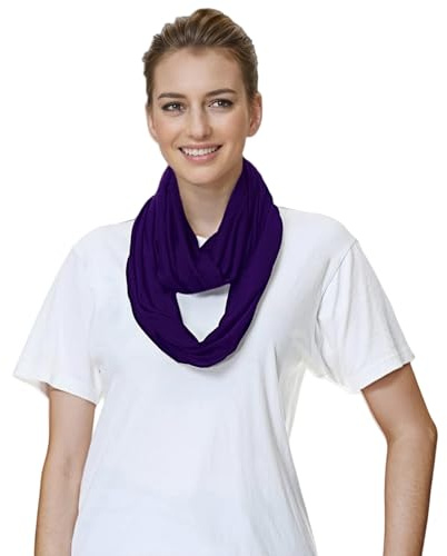 Lina & Lily Bufanda infinita de punto modal premium para mujer, ligera, Morado Oscuro, talla única