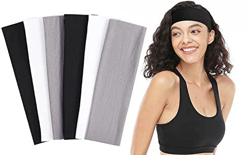 6 Stück Stirnband Damen, Witbicg Haarbänder Schweißband Stirn Schweissband Kopf Sport Stirnband Dünn Sport Stirnband Haarband Jungen Zum Laufen, Radfahren, Yoga, Elastischer Feuchtigkeitstransport