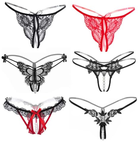 KAYEF Dessous, 6 Stück Frauen Dessous, Seil-Set Frauen schwarzer Spitze Dessous, Dessous für Frauen Mädchen