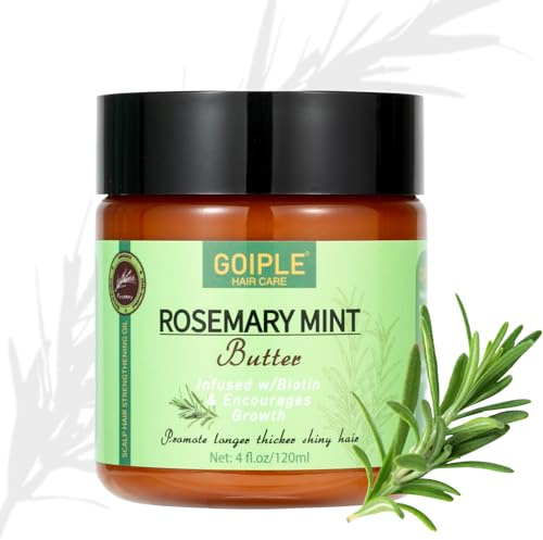 Beurre De Romarin Et De Menthe Pour Les Cheveux Et Les Racines Fortes, Huile De Romarin Pour La Croissance Des Cheveux, Renforce Et Nourrit Les Cheveux, Le Cuir Chevelu Sec Et Les Pointes Fourchues