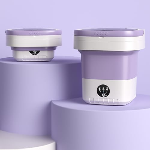 AMZTEMU 12L Mini lavatrice portatile, Lavatrice portatile, Lavatrice da campeggio per Casa/Viaggio/Campeggio/Dormitorio/Vestiti per Bambini/Calzini/Biancheria Intima -EU Power(Viola)
