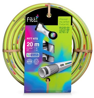 FITT NTS LIME 5/8 (15 mm) 20m Kit, Tubo per Irrigazione Giardino, Robusto e Malleabile per Uso Intensivo con Pistola Multigetto e Raccordi