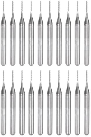QUARKZMAN 20pz 0,8mm Punte Fresa 1/8 Punte Router CNC Metallo Duro Integrale Codolo Dritto Taglierina Incisione con Coltello Mais per Intaglio Legno Fresatrice Circuito Stampato PCB