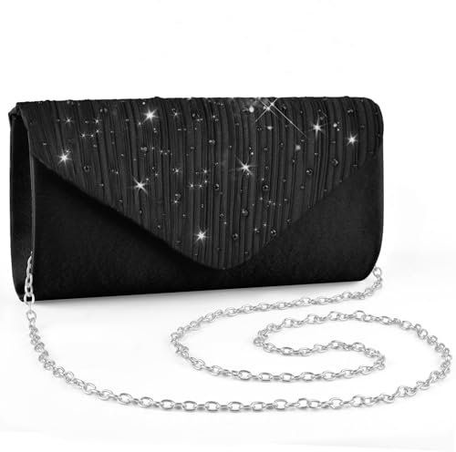 ERKOON Clutch Für Hochzeit, Clutches Abendtasche Unterarmtasche Tasche formelle Party-Handtasche für Hochzeit, Party, Cocktail, Abschlussball, Umhängetasche, Wildlederimitat mit abnehmbarer Kette