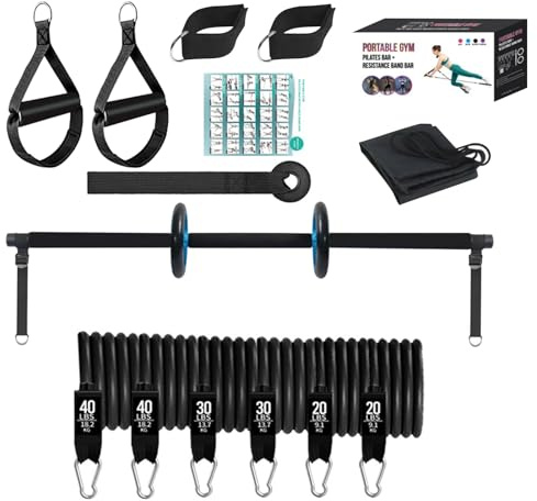 Set di aste da pilates per pilates, asta per allenamento a casa con fasce di resistenza, set di barre da pilates portatile per palestra a casa, attrezzo multifunzione per fitness