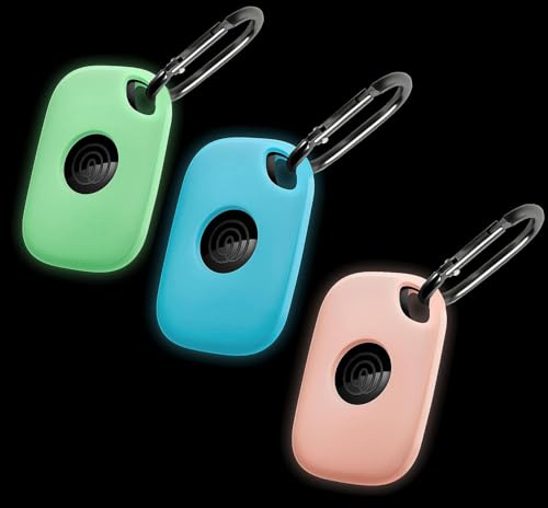 Geiomoo Silicone Case for Tile Pro (2024) Tracker, Soft Flexible Scratch Resistant Protective Cover with Carabiner (Luminous Green+Pink+Blue)