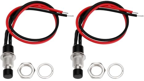 eMagTech 10 Botones Pulsadores Mini SPST Precableados Longitud de Línea de 14 Cm Diámetro de Rosca de Botón de 1/4 de Pulgada para Luces de Neón Interruptores de Luz LED Bocinas de Automóvil