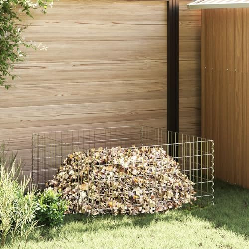 Gecheer Compostiera da Giardino 100x100x50 cm in Acciaio Zincato Quadrata,Composter,Contenitore per Compost da Esterni,Bidone per Compost,Raccogli Rifiuti da Giardino,Foglie,Erbacce,P42010830