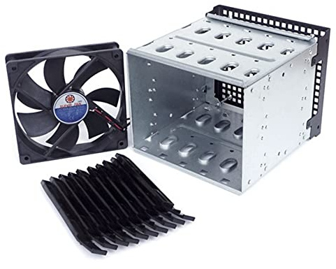 CAIONPLE Speichererweiterung FestplattenkäFig DIY FestplattenkäFig Rack 5,25 Bis 5X 3,5 Halterung mit 12 cm LüFter