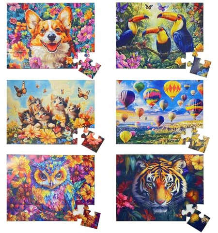 Jigso, 6 Puzzles avec 20 Grandes pièces, Grands Puzzles, colorés, pour Enfants Les Personnes âgées, maladie d'Alzheimer, Jeux de mémoire et de cognition pour Les Personnes âgées