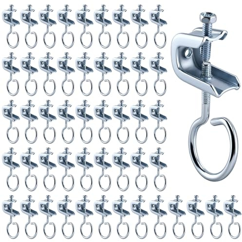 Patioer 50 Set Beam Clamp 1/4 x 20 Steel Small C Clamps with Machine Threaded Bridle Rings Cable Wire Support Hangers (1-1/4 Bridle Rings)