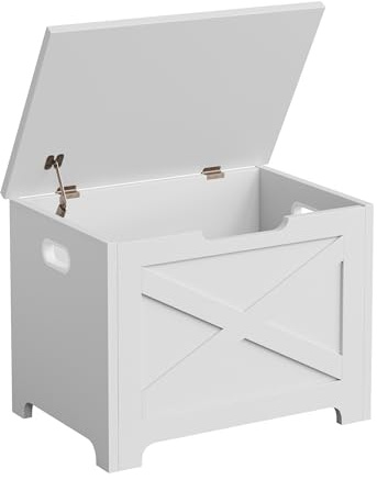 GarveeMore Baúl Juguetes con Banco de Almacenamiento y Patas de Forma Única, 60×40×45 cm, para Pasillo, Dormitorio y Salón Blanco
