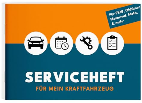 Falkenhorn Servicehäfte bil inklusive fodral | Universal checkhäfte, inspektionsbok och underhållsbok för bilar, gamla bilar, 15 inspektioner, fordonsdata, hållare och nödnummer, tillverkad i DE, 2