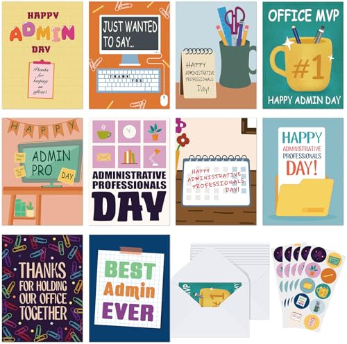 Gersoniel 50 Pack Administrative Professional Day Cards Happy Administrative Professional Day Assistants Gift Secretary Thank You Card with Envelopes Blank Inside for Appreciation Employee Coworker