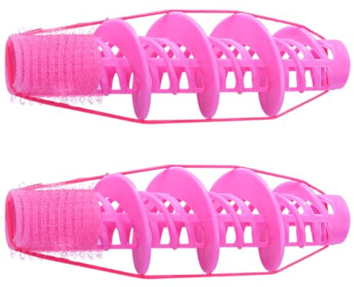 WESIEVYA Bigodini per Chioma Ricci in Plastica Rosa 2 Pezzi Elastico per Diversi Stili di Permanente, Arricciatore Fai da Te per Uso Domestico Femminile