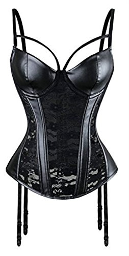 Kelvry Women's Basque Steampunk Gothic Boned Waist Cincher Bustier Corset Clubwear with Suspenders Size S-6XL