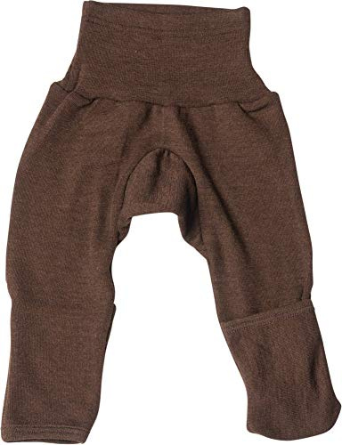Cosilana Baby Hose lang mit Bund und Kratzschutz zum umklappen aus 70% Wolle und 30% Seide kbT (62/68, Braun)