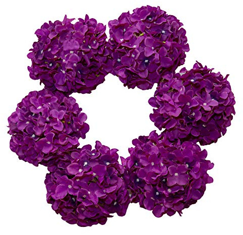 DuHouse Artificial Silk Hydrangea Flower Heads 6Pcs(Dark Purple) | Bigger Fake Hydrangeas with Stems, Realistic Faux Hydrangea Flower Bouquets, Wedding Home Party Garden Centerpiece