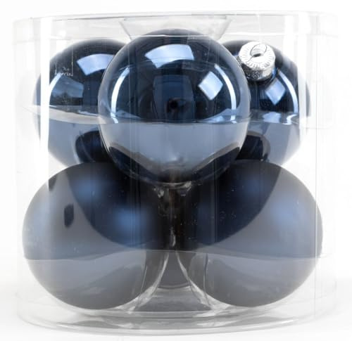 TrendLine Weihnachtskugeln aus Glas Ø 80mm 6 STK Nachtblau Christbaumkugeln Xmas