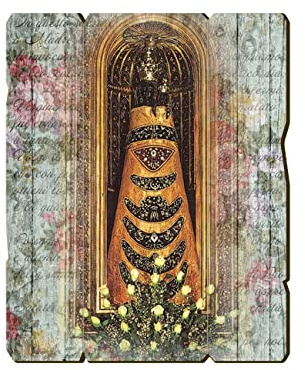 Fratelli Bonella | Quadro In Legno Sagomato Stile Vintage della Madonna di Loreto f.to 19x24 cm | Made in Italy