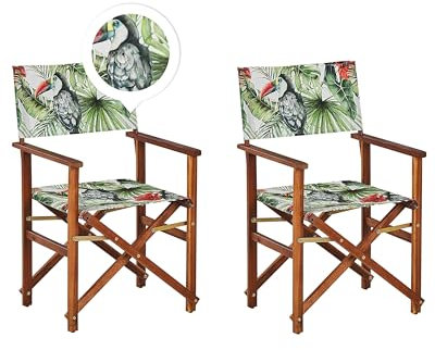 Set di 2 Sedie da regista per Giardino in Legno Scuro grigio tucani multicolore