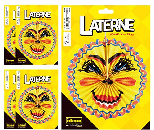 Idena 90121 - Lanterna solare, 5 pezzi, diametro 26 cm, lampione, lanterna di carta, Saint Martin